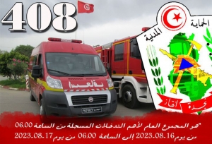 المجموع العام لأهم التدخلات المسجلة من الساعة 06.00 من يوم 16-08-2023 إلى الساعة 06.00 من يوم 17-08-2023